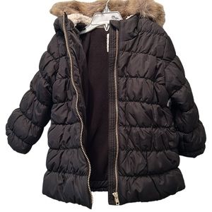 kid sherpa lined hooded puffer jacket, size 4 new